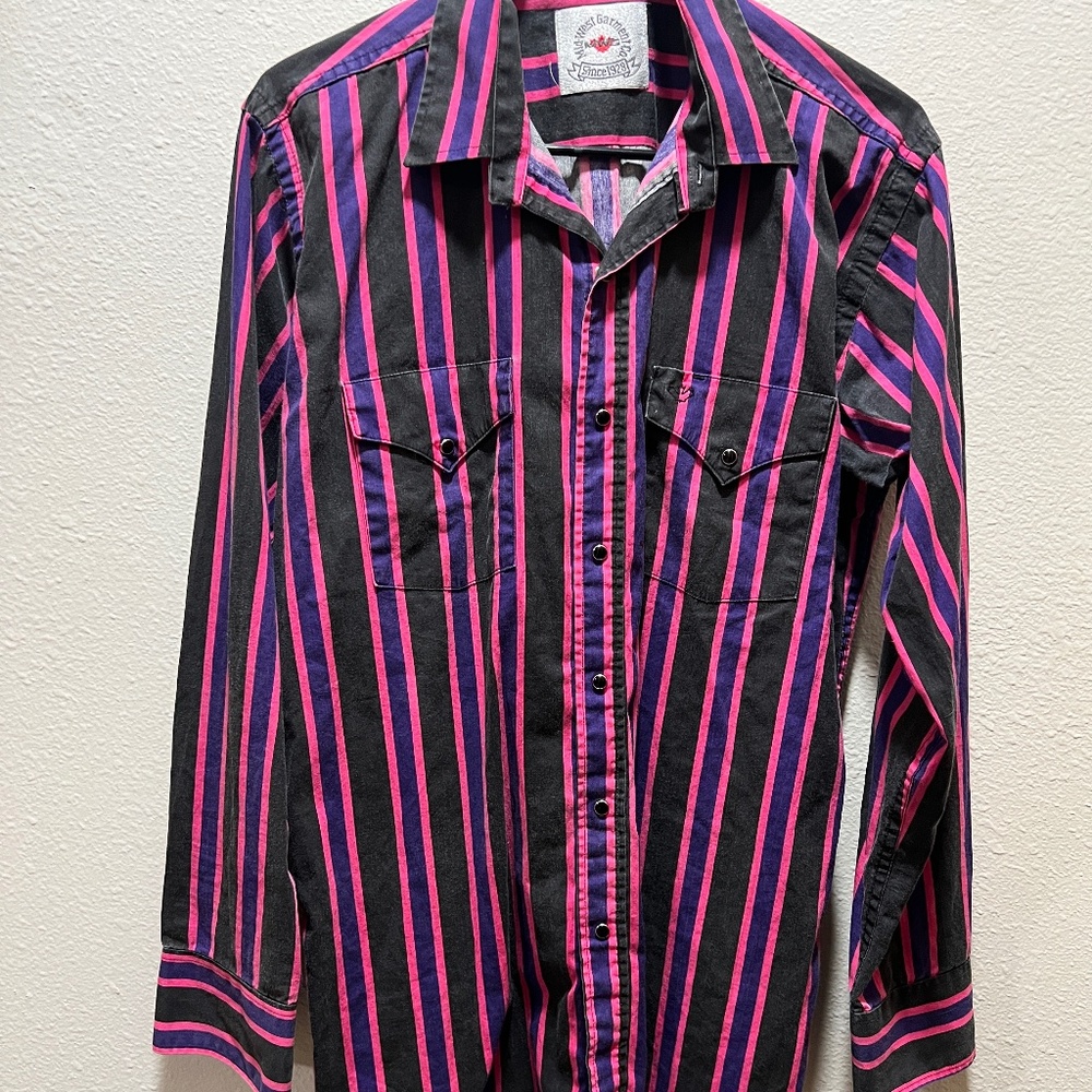 Vintage Men’s western striped large long sleeve shirt